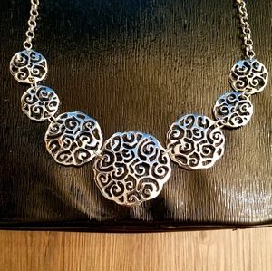 Silver Scroll Necklace- Costume